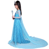 KAWELL Girls Princess Elsa Anna Costume Birthday Party Christmas Halloween Fancy Dress up With Accessories - KAMO