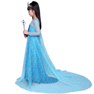 KAWELL Girls Princess Elsa Anna Costume Birthday Party Christmas Halloween Fancy Dress up With Accessories - KAMO
