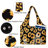 HAWEE Sunflower Tote Bag Water Repellent Travel Handbag Purse with 11 Pockets for Commuting/ Working/ Nursing/ Shopping/ Exercising