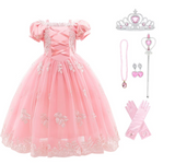 HAWEE Princess Dress for Girl Purple Cosplay Halloween Costume Puff Sleeve Layerd Dresses - KAMO