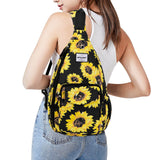 HAWEE Sunflower Bags Sling Backpack for Women One Shoulder Strap Cross Body