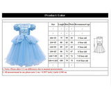 HAWEE Toddler Girls Princess Blue Costumes Halloween Dress up Fancy Gown for Cosplay Party - KAMO