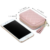HAWEE RFID Credit Card Wallet for Women Accordion Genuine Leather 15 Slots Case Card Holder Tassel Pendant, Black