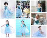 Princess Elsa Costume Party Dress for Kids with Tiara Necklaces and Wand - KAMO