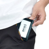 HAWEE Men's Bifold Front Pocket Wallet Genuine Leather RFID Blocking Card Billfold 5 Slots with Cash Clip, Black