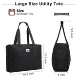 HAWEE Utility Zippered Tote Bag with Laptop Compartment and Luggage Sleeve for Nursing Work Travel 15 Pockets Water Repellent Commuter Bag, Hibiscus