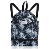 Drawstring Backpack Bag with Shoe Compartment, Large Gym Bag Sackpack Sports Beach Backpack for Men Women - KAMO
