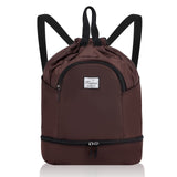 Drawstring Backpack Bag with Shoe Compartment, Large Gym Bag Sackpack Sports Beach Backpack for Men Women - KAMO