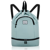 Drawstring Backpack Bag with Shoe Compartment, Large Gym Bag Sackpack Sports Beach Backpack for Men Women - KAMO