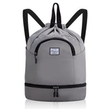 Drawstring Backpack Bag with Shoe Compartment, Large Gym Bag Sackpack Sports Beach Backpack for Men Women - KAMO