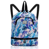 Drawstring Backpack Bag with Shoe Compartment, Large Gym Bag Sackpack Sports Beach Backpack for Men Women - KAMO