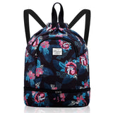 Drawstring Backpack Bag with Shoe Compartment, Large Gym Bag Sackpack Sports Beach Backpack for Men Women - KAMO
