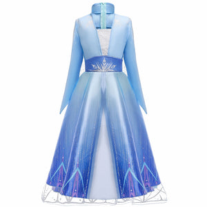Frozen 2 Elsa Deluxe Princess Dress Costume for Girl Cosplay Christmas Party Dresses with Accessories - KAMO
