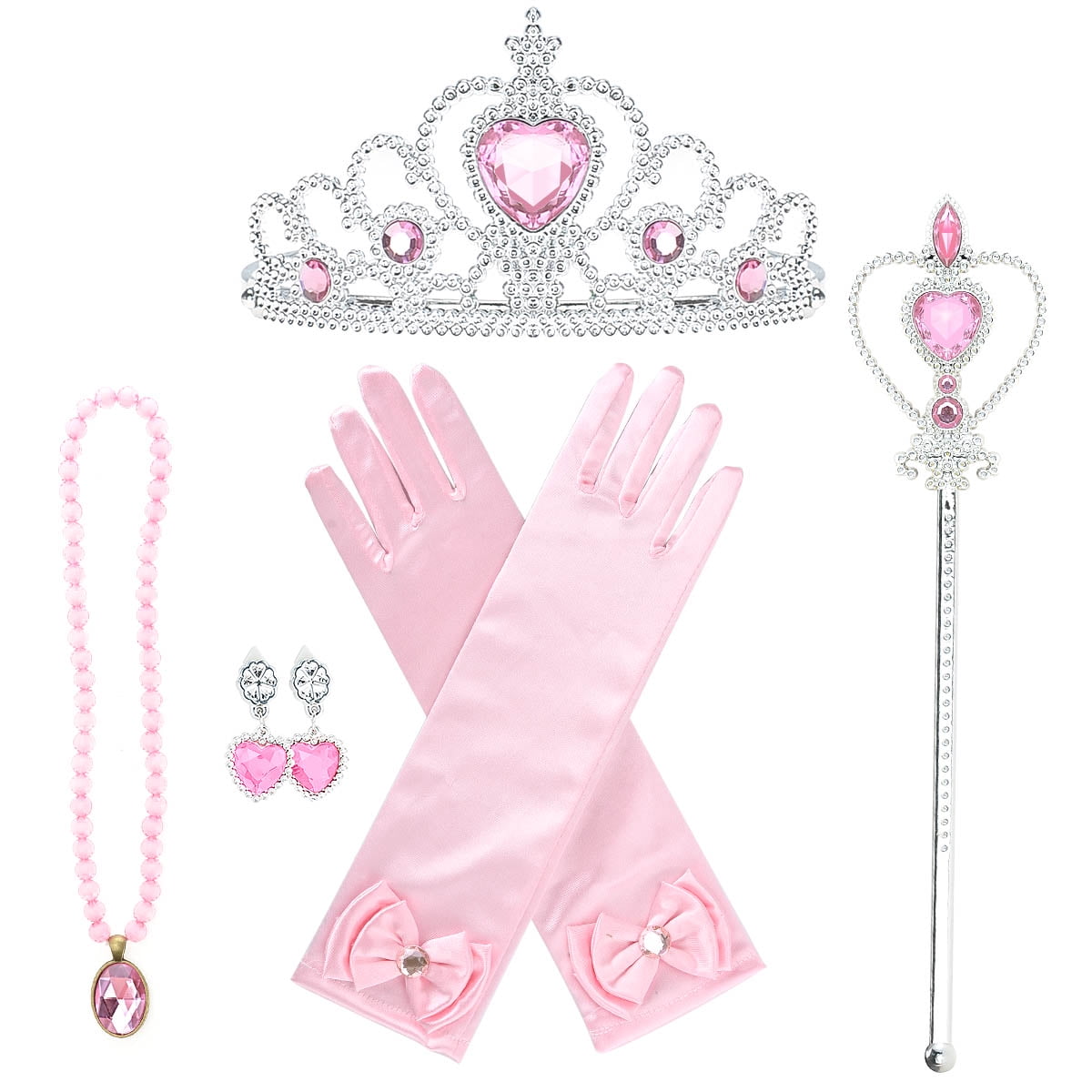 Frozen Princess Dress Up Jewelry Dress Up Set for Girls Jewelry Accessories with Crowns, Necklaces, Wands, Gloves, Earrings - KAMO