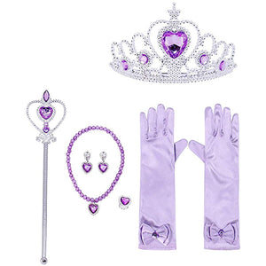 Frozen Princess Dress Up Jewelry Dress Up Set for Girls Jewelry Accessories with Crowns, Necklaces, Wands, Gloves, Earrings - KAMO
