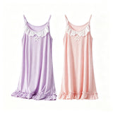 Girl Nightgown Sleeveless Spaghetti Strap Pajamas Dress for Kids Sleepwear 2 Pack, 3-15 Years - KAMO