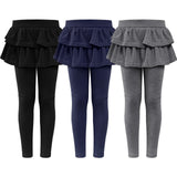 Girls Leggings Toddler Pants Leggings for Girls School Uniform Tutu Kids Ruffle Skirt, 3-Pack, Sizes 3-10 - KAMO