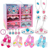 Girls Princess Dress Up Shoes and Accessories with 4 Pair of Princess Play Shoes and Jewelry Birthday Gifts Set - KAMO
