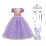 Girls Rapunzel Princess Sofia Costume Birthday Christmas Halloween Cosplay Carnival Fancy Dress - KAMO