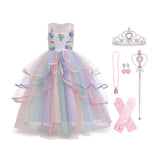 Girls' Unicorn Costume Princess Long Maxi Dress for Birthday Party - KAMO
