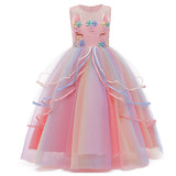 Girls' Unicorn Costume Princess Long Maxi Dress for Birthday Party - KAMO