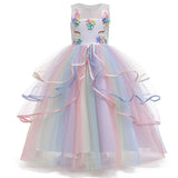 Girls' Unicorn Costume Princess Long Maxi Dress for Birthday Party - KAMO
