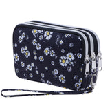 HAWEE Wristlet Purse for Women Credit Card Holder Wallet with 3 Zipper Handbag Wallet Floral Printing, Colorful Flower