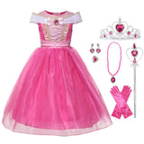 HAWEE Pink Princess Dress Party Toddler Girls Halloween Costume Deluxe Beauty Cosplay Outfit - KAMO