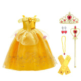 HAWEE Princess Dress up Birthday Party Fairy Yellow Costume for Toddler Girls - KAMO