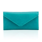 HAWEE Card Wallet RFID Blocking Envelope Style Tri-fold Checkbook Clutch Slim Vegan Leather 2 ID Windows with Coin Pocket, Green