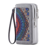 HAWEE Cellphone Wallet for Women Dual Zipper Long Purse with Removable Wristlet, Sunflower Yellow