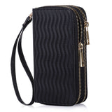 HAWEE Cellphone Wallet for Women Dual Zipper Long Purse with Removable Wristlet, Sunflower Yellow
