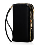 HAWEE Cellphone Wallet for Women Dual Zipper Long Purse with Removable Wristlet, Sunflower Yellow