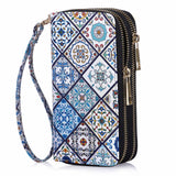 HAWEE Cellphone Wallet for Women Dual Zipper Long Purse with Removable Wristlet, Sunflower Yellow