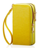 HAWEE Cellphone Wallet for Women Dual Zipper Long Purse with Removable Wristlet, Sunflower Yellow