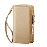 HAWEE Cellphone Wallet for Women Dual Zipper Long Purse with Removable Wristlet, Sunflower Yellow