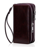 HAWEE Cellphone Wallet for Women Dual Zipper Long Purse with Removable Wristlet, Sunflower Yellow