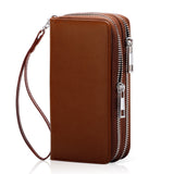 HAWEE Cellphone Wallet for Women Dual Zipper Long Purse with Removable Wristlet, Sunflower Yellow