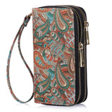 HAWEE Cellphone Wallet for Women Dual Zipper Long Purse with Removable Wristlet, Sunflower Yellow
