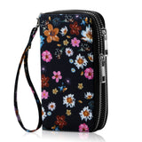 HAWEE Cellphone Wallet for Women Dual Zipper Long Purse with Removable Wristlet, Sunflower Yellow