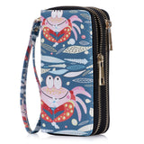 HAWEE Cellphone Wallet for Women Dual Zipper Long Purse with Removable Wristlet, Sunflower Yellow