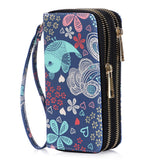 HAWEE Cellphone Wallet for Women Dual Zipper Long Purse with Removable Wristlet, Sunflower Yellow