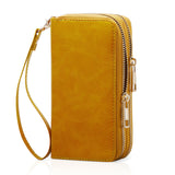 HAWEE Cellphone Wallet for Women Dual Zipper Long Purse with Removable Wristlet, Sunflower Yellow