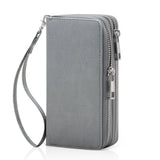 HAWEE Cellphone Wallet for Women Dual Zipper Long Purse with Removable Wristlet, Sunflower Yellow