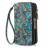 HAWEE Cellphone Wallet for Women Dual Zipper Long Purse with Removable Wristlet, Sunflower Yellow