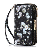 HAWEE Cellphone Wallet for Women Dual Zipper Long Purse with Removable Wristlet, Sunflower Yellow