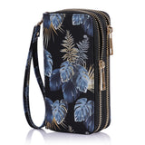 HAWEE Cellphone Wallet for Women Dual Zipper Long Purse with Removable Wristlet, Sunflower Yellow