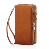 HAWEE Cellphone Wallet for Women Dual Zipper Long Purse with Removable Wristlet, Sunflower Yellow