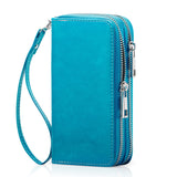 HAWEE Cellphone Wallet for Women Dual Zipper Long Purse with Removable Wristlet, Sunflower Yellow