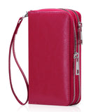 HAWEE Cellphone Wallet for Women Dual Zipper Long Purse with Removable Wristlet, Sunflower Yellow